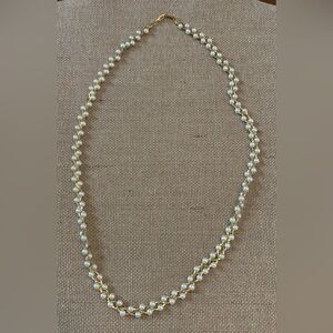 Vintage Faux Pearls Gold-tone Chain Necklace 24” Long